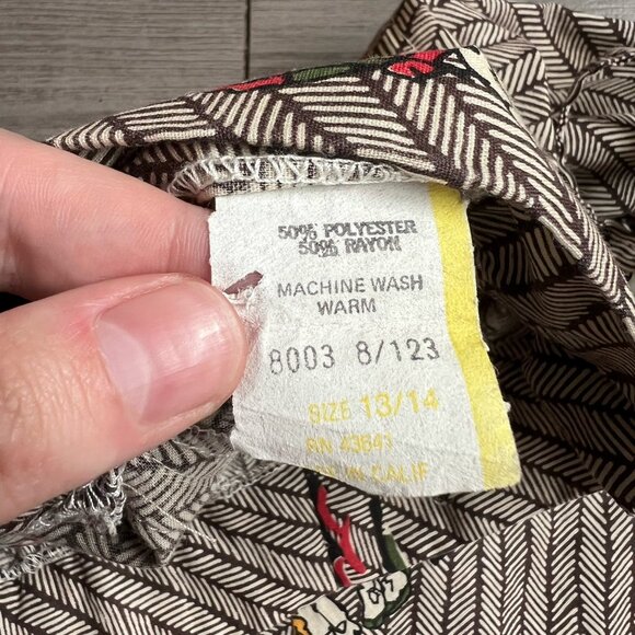 Vintage 70s Brown Striped A Line Faux Wrap Skirt Autumnal Size XS - Picture 3 of 6